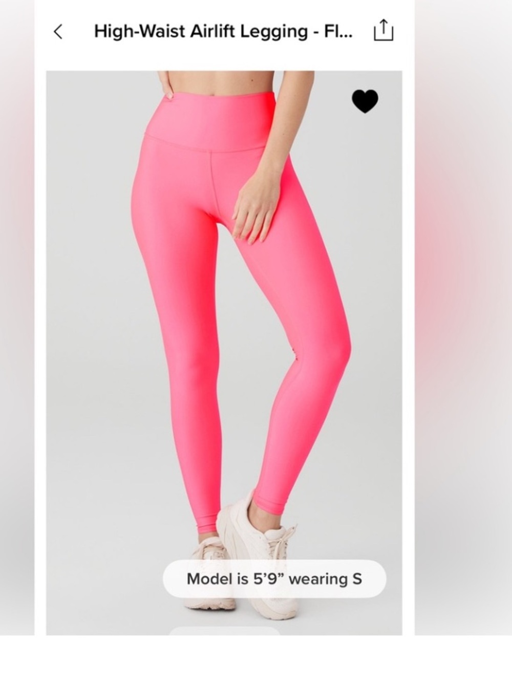 ALO High Waist Airlift Legging. Fluorescent Pink Coral. Large. Full Length. NWT!